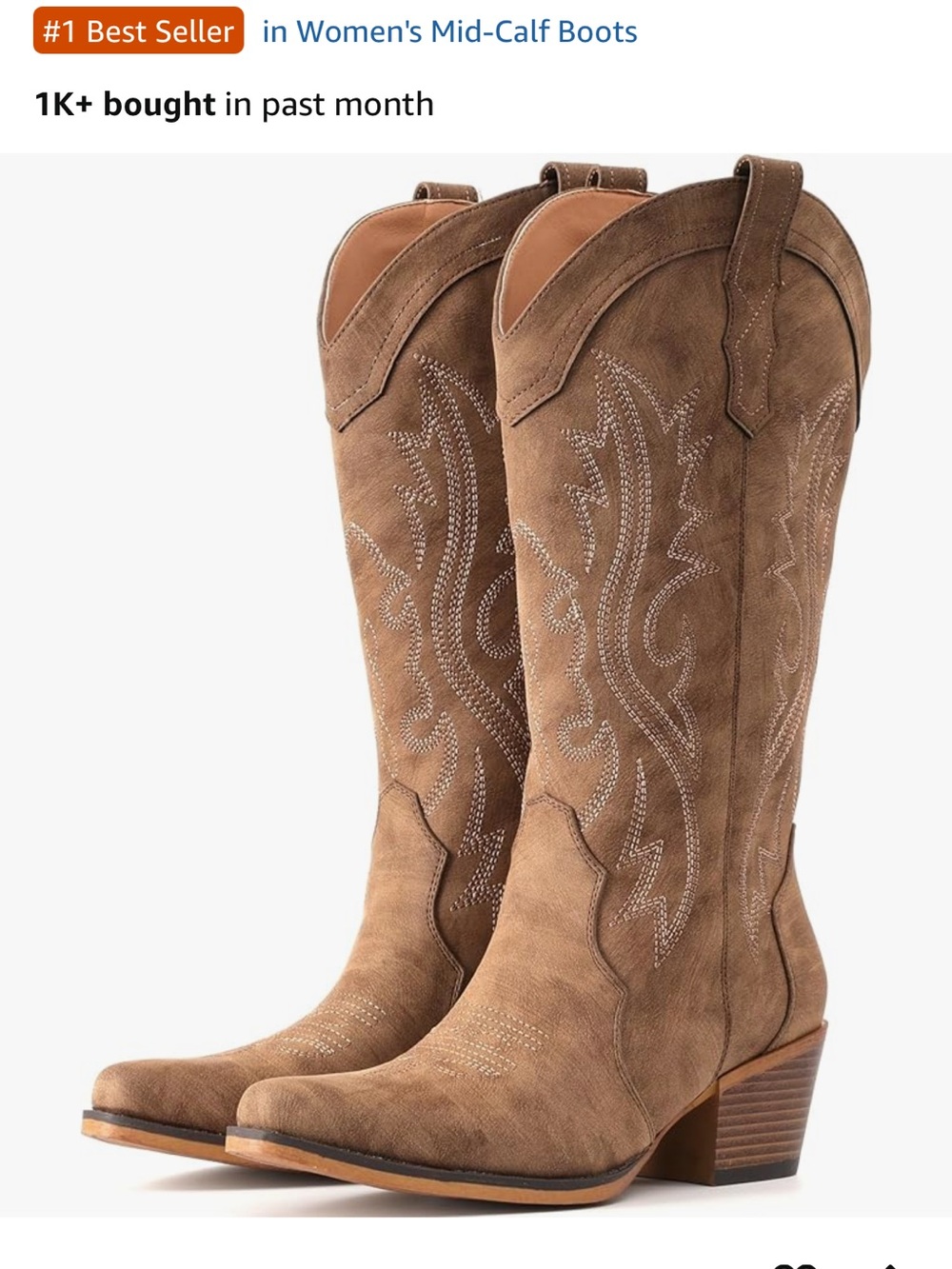 Women’s Mid-Calf Western Boots in Brown